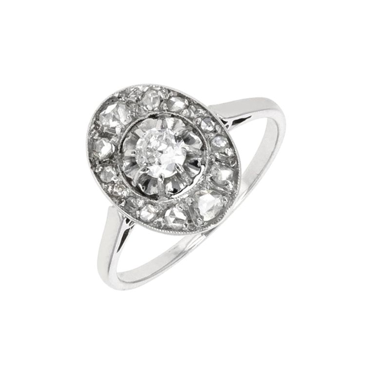 Bague ancienne diamants 0.16 carat or blanc 2.14g Comme neuf -  reconditionné disponible sur Gemme Les Bijoux